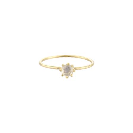 PapayaOslo, Golden Crown Rainbow Moonstone Ring, Gul, Dame, Størrelse: 60 MM