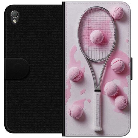 Kompatibel Tegnebogsetui til Sony Sony Xperia Z3 Rosa glaskugler og tennisketsjer i et kreativt stillbillede med legende popfølelse og moderne design