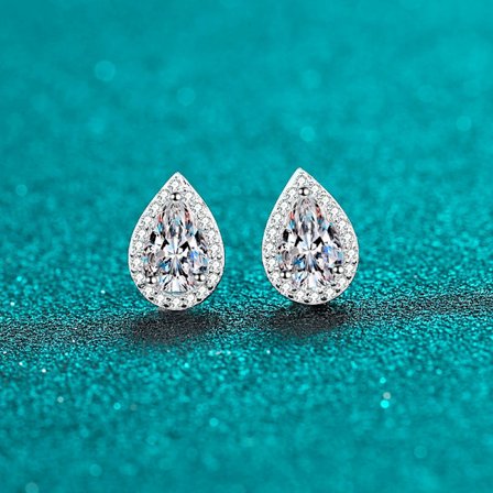 Silver Örhängen med Stift för Kvinnor Flickor, Droppformade Cubic Zirconia Örhängen Set - Fina Bröllopsörhängen Smycken för Brudar Brudtärnor