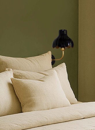 Wells vegglampe - sort/gull