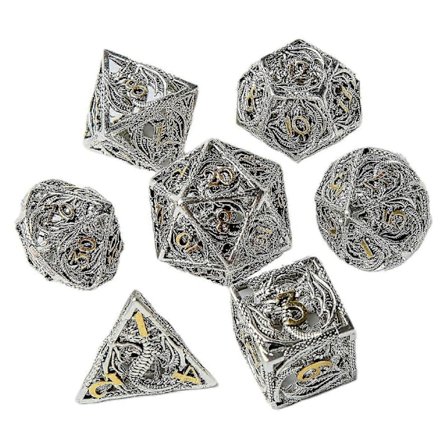 Tärningsset Metall Dnd Tärningsset Ihåligt Metall Dnd Tärningsset Små Mångsidiga För Bordsspel Rollspel