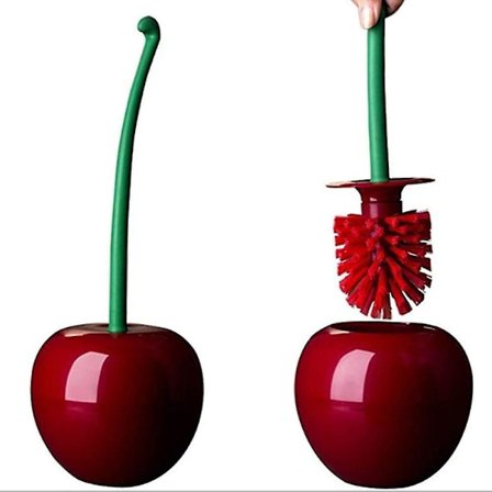 Toalettbørste og -sugersett i kirsebærform, toalettutstyr