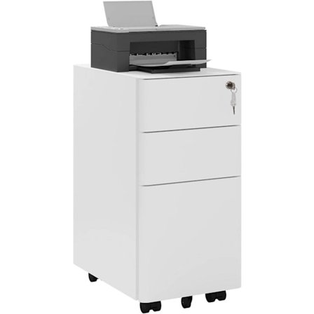 Rootz Rolling Container - Låsbart arkivskåp - Mobil förvaringsenhet - Säker, rymlig, hållbar - 30cm x 60cm x 45cm