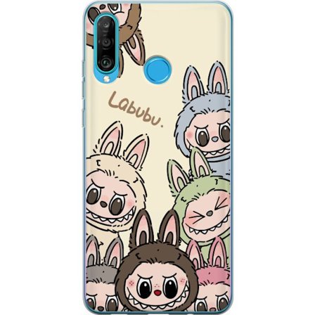 Kompatibelt Mobildeksel til Huawei Huawei P30 lite Monster kanindukke med blomsterkrans vinylfigur