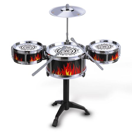 Lasten rumpusetti, opettavainen, kestävä, helppokäyttöinen, kestävä rumpulelusetti symbaalilla pojille ja tytöille QF‐3013 Hopeinen ympyrä