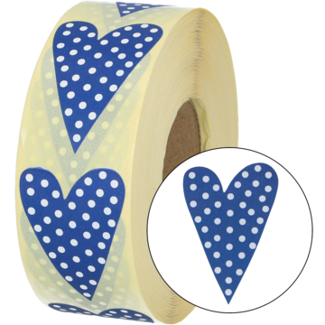 ETIKETT PRIKKEHJERTE BLÅ