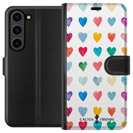 Kompatibel Tegnebogsetui til Samsung Samsung Galaxy S24 Cactus and Friends - Watercolor Love Grid