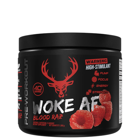 Pre-workout Bucked Up Woke AF PWO, 260 g, Blood Raz - Bodyman.dk