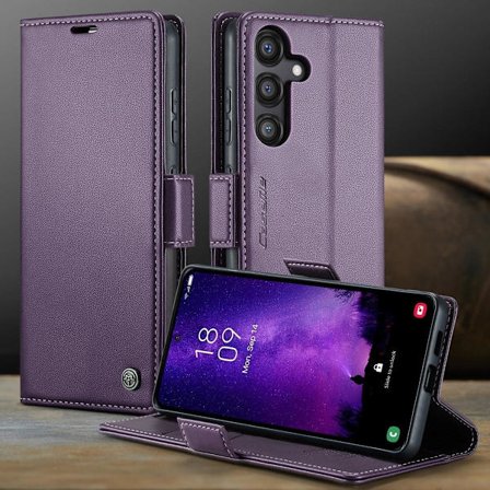 (För Samsung Galaxy S22) Läderfodral med RFID-skydd och magnetstängning för telefon