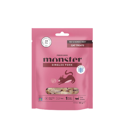 Monster Pet Food - Frysetørket svinekjøtt til katter 40 g - Katt - Kattegodteri & kattegress - Belønningsgodbiter katt - ZOO.no
