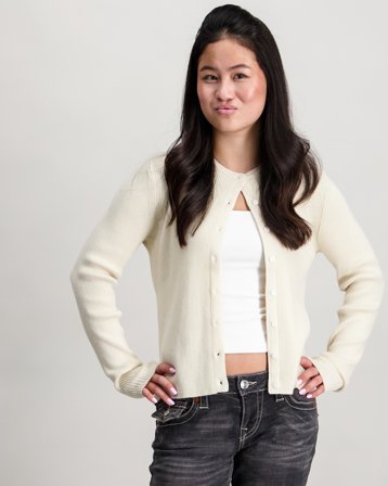 Kids ONLY KOGFRANCA LIFE SHORT L/S STRIPE KNT Beige Pulls Fille - Kids Brand Store