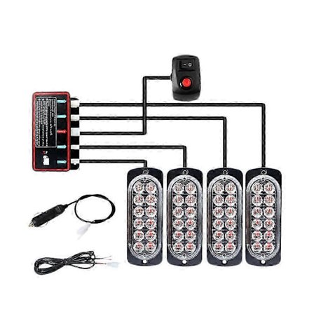 12V 24V Bil Strobe Advarselslys Blinkende Nødlys Lastbil Trailer Advarselslampe Vandtæt 14 M (FMY)