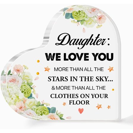 Datter Plakette Gaver fra Mor, Gaveideer til Datters Fødselsdag Jul, Vi Elsker Dig Akryl Hjerte Plakette