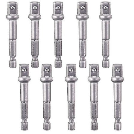 10 st Borrsockethållare 1/4 tum Hexskaft Förlängning för Slagborrmaskin 3/8 tum Kvadratiskt Huvud Borr