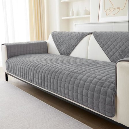 Vaskbart skridsikkert sofahyndebetræk i flannel til 1-, 2- eller 3-personers sofa (grå, 70 x 180 cm)