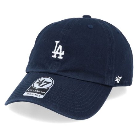 47 Brand - MLB Blå unconstructed Keps - Los Angeles Dodgers Base Runner Clean Up Navy/White Adjustable @ Hatstore