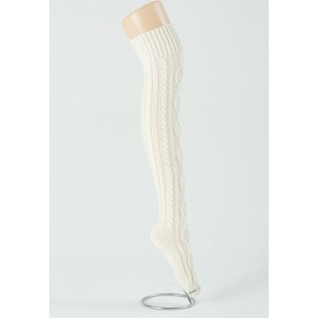 Kvinder Over The Knee Lange Hvide Strømper Bløde Strikkede Varme Lårhøje Fluffy Strømper