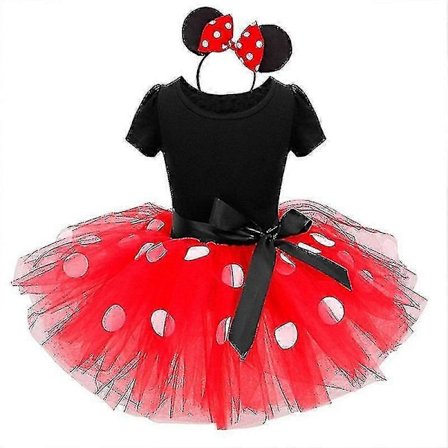 Piger Børn Minnie Mouse Polka Dot Fødselsdagsfest Sløjfe Tutu Tyl Kjole Stcyv