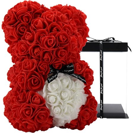 Unika presenter,Rose Bear,Rose Teddy Bear in a present box - Birthday