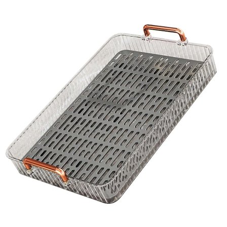 Te Bakke Dobbelt Lag Stor Kapacitet Rektangulær Afløbsbakke med Håndtag til Stue S Hvid