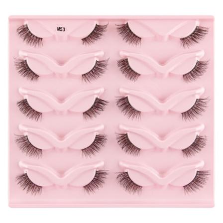 Halvfransar Naturligt utseende Wispy Cat-Eye Ögonfransar 3 lösögonfransar Fluffy-Soft 10 Par Faux Mink Fake Lashes Sets D