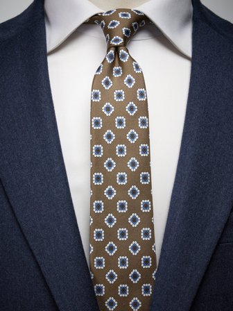 John Henric Men's Braune Motiv Krawatte Size 6,5