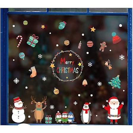 Juldekoration för Fönster, Avtagbar & Återanvändbar Juldekoration för Fönster, Juldekoration Fönsterklistermärken, PVC