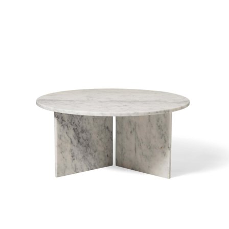 Vega Couchtisch, weißer Marmor | Ø90cm, runder Wohnzimmertisch im modernen Natur-Stil, elegante Marmorierung, Höhe 42cm, zeitloses Design