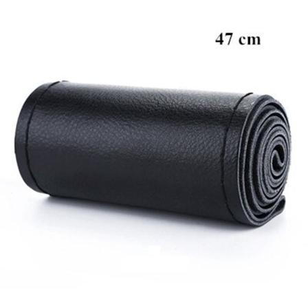 (47 svart tråd) DIY 42 45 47 50cm rattskydd mjuk läderfläta på ratten på bilen med nål och tråd biltillbehör 47 Black Thread
