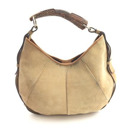 Saint Laurent Vintage, Pre-owned Suede Shoulder Bag Beige, Dames, Maat:ONE Size