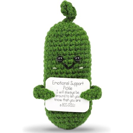 Käsintehty Emotionaalinen Tuki Kurkku Lahja, Kurkku Virkattu Inspiroiva Lahja Puupohjaisella, Söpö Neulotu Kurkku Hauska Kurkku (Emotionaalinen Kurkku