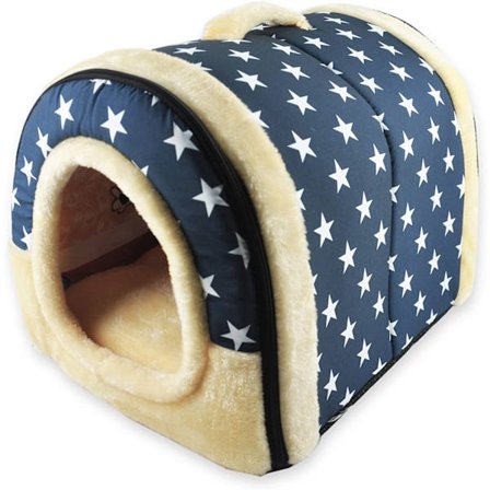 ANPPEX 2 i 1 hundehus Kjæledyrhus, Maskinvaskbar sklisikker sammenleggbar myk varm hunde katt valp kanin kjæledyr rede hule hus seng med avtagbar pute