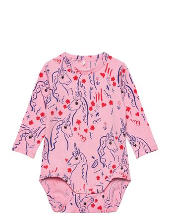 Scottish Unicorns Aop Ls Body Bodies Long-sleeved Rosa Mini Rodini