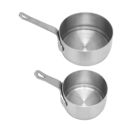 2 stk sausbøtte 304 rustfritt stål stabelbar håndtaksdesign mini sauskjele for bankett utendørs piknik