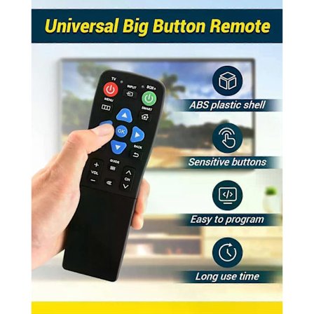 Ny universell fjernkontroll for seniorer med store knapper for TV DVD