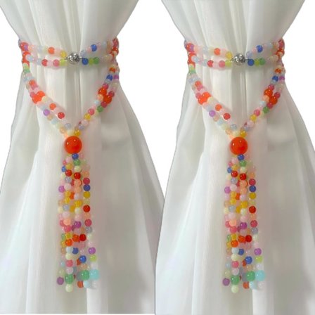 Magnetiske gardinbånd for vinduer 2-pakning Boho Fargerike perler Moderne gårdshus hjemmekontor