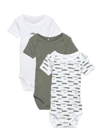 Nbmbody 3P Ss Agave Green Crocodile Patterned Name It