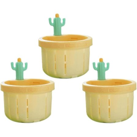 3 stk. Kaktus Håndvask Aftapningsfilter, Automatisk Dumpkurv, Køkkenaffaldsopsamler, Gul