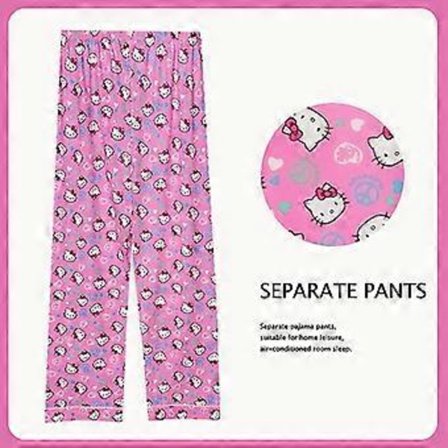 Anime Sanrio Pyjamasbyxor Cartoon Bottoms Sleepwear Långa för Par Bekväma Lösa Hembyxor Tunna Pyjamasbyxor (XL 2)
