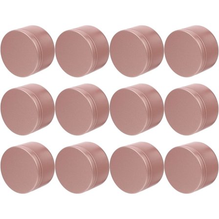 12 stk metall stearinlysbokser aluminium boks krukke runde oppbevaringsbeholdere for stearinlysfremstilling kosmetisk tom påfyllbar boks (rosa)