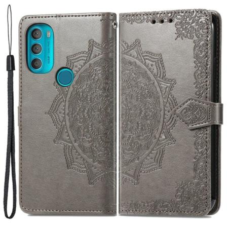 Mandala Motorola Moto G71 5G Flip Etui - Grå Silver grey