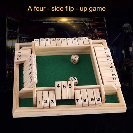 4 Player Shut The Box Træbrætspil Klassisk terningbrætlegetøj