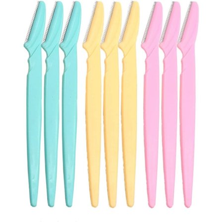 9 stk Øjenbrynsskrabere Multifunktionel Fint Hårfjerner Præcis Øjenbrynstrimmer Bærbar Ansigtshår Skarp Fjerner (rosa/blå/gul)