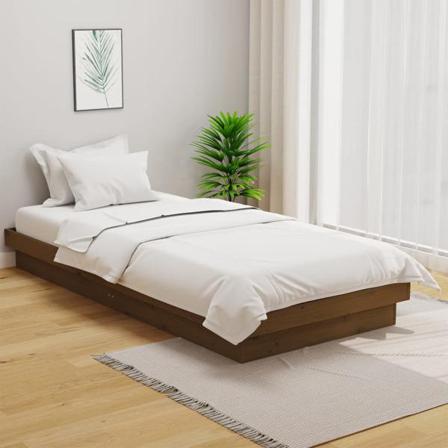 Vidaxl Sängram Honungsbrun Massivt Trä 100x200 Cm Brun