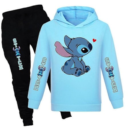 Lilo Stitch Treningsdresssett for barn Hettegenser Bukser Antrekk Activewear 7-14 år