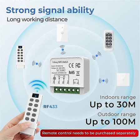 Smart Switch Modul med WiFi RF433 Fjernbetjening, Mini Afbryderrelæ til Hjemmeautomatisering DIY