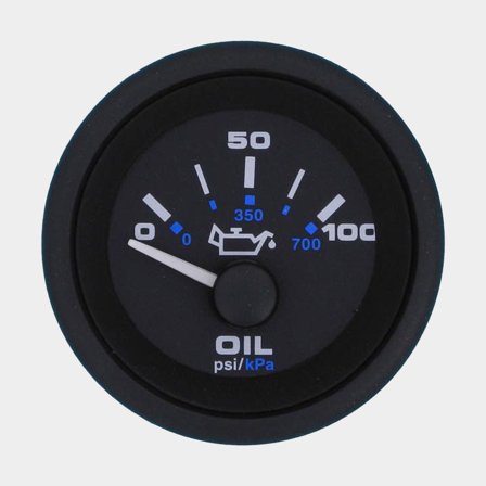 Oil Pressure Gauge Veethree Black Premier, fog-free, Ø52 mm, 12 V, C, 240 - 33 Ω, black, 0 - 100 psi