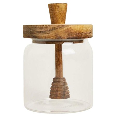 Glasburk för Honung, Hemkök, med Trädipp och Lock, Honungsbehållare