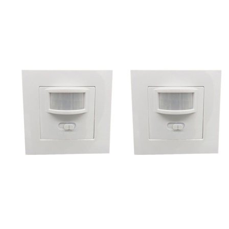 2 stk. AC 110V-240V Infrarød Bevegelsessensor Innfelt Vegglampe Lyspære Bryter Bevegelsessensor Lysbryter for Soverom Stue Hvit
