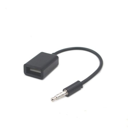Svart USB Aux-ljudkabeladapter 3,5 mm hane till 2,0 hona